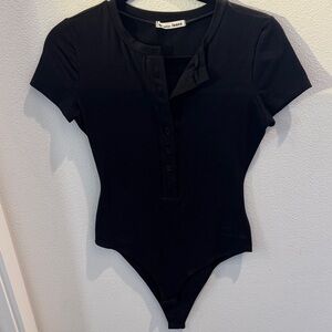 Reformation Black short sleeve Bodysuit